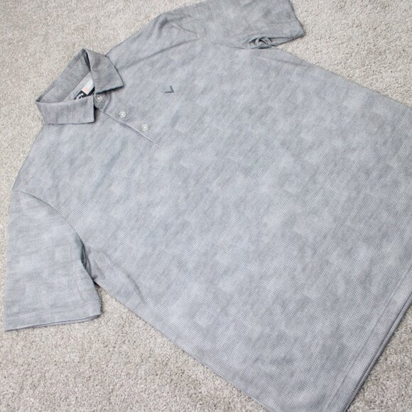 Callaway Opti-Dri Polo Shirt Mens Medium Gray Geometric Golf Short Sleeve - Picture 6 of 12